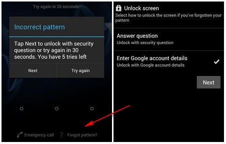 Forgot unlock pattern android phone
